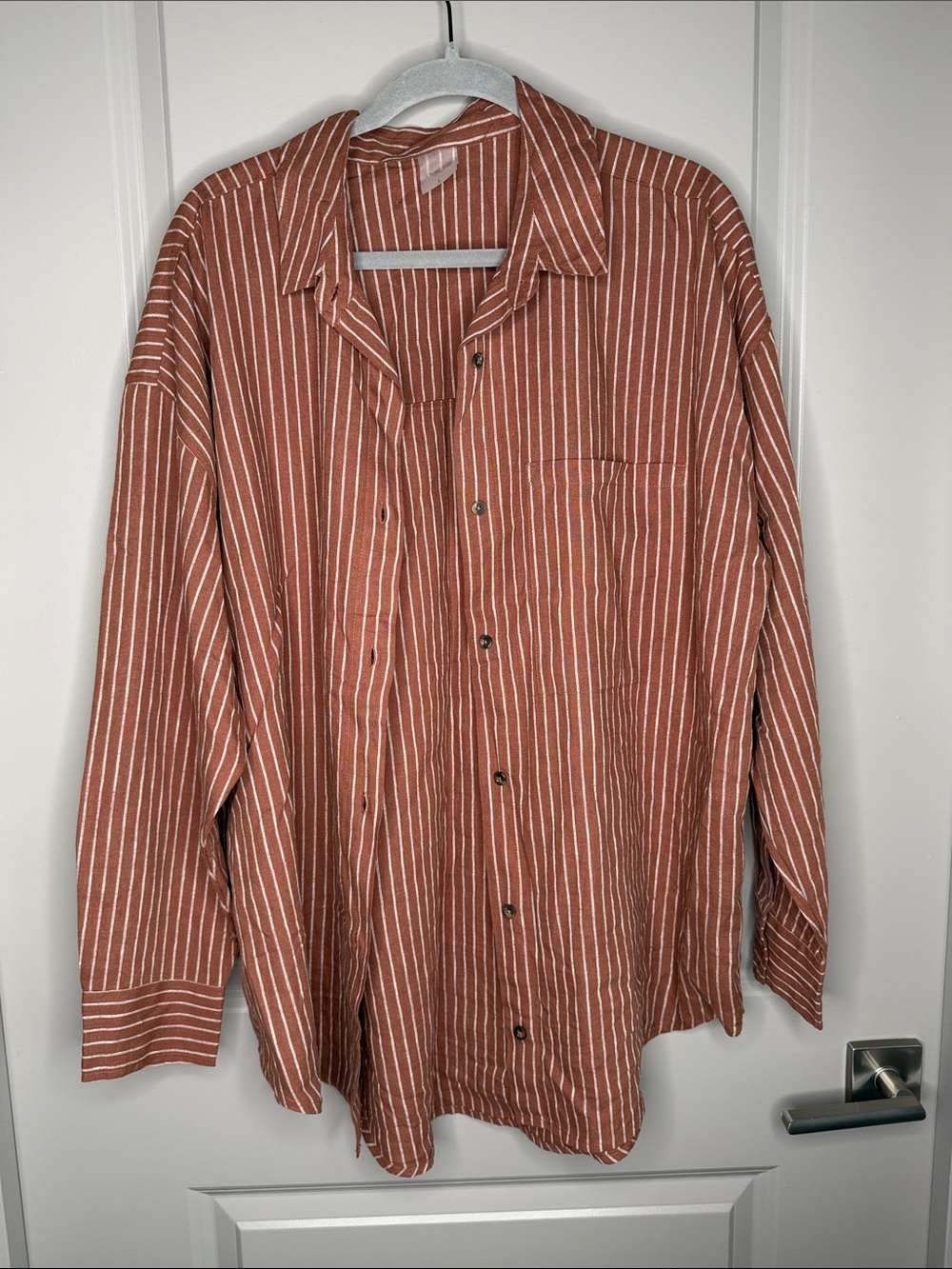 CALIA by Carrie Underwood Rust and White Striped Swim Coverup